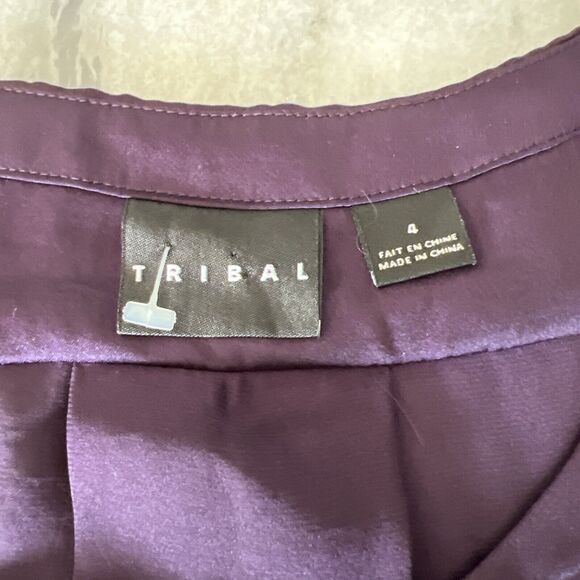 Tribal Brand Womens Tunic Blouse Roll Tab Long Sleeve Purple Size 4 - Picture 6 of 11